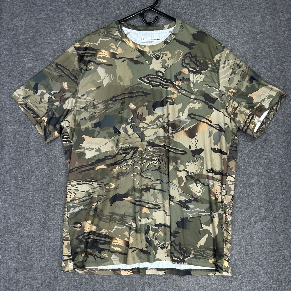 Under Armour Camo Shirt Men's 2XL Iso-Chill Brush Line Short Sleeve